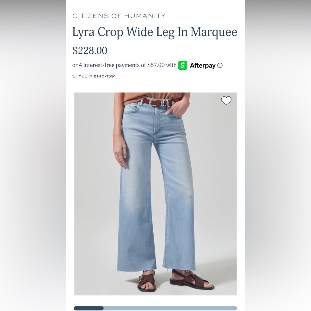 Citizens Of Humanity Lyra Crop Wide Leg Jeans in Light Blue
